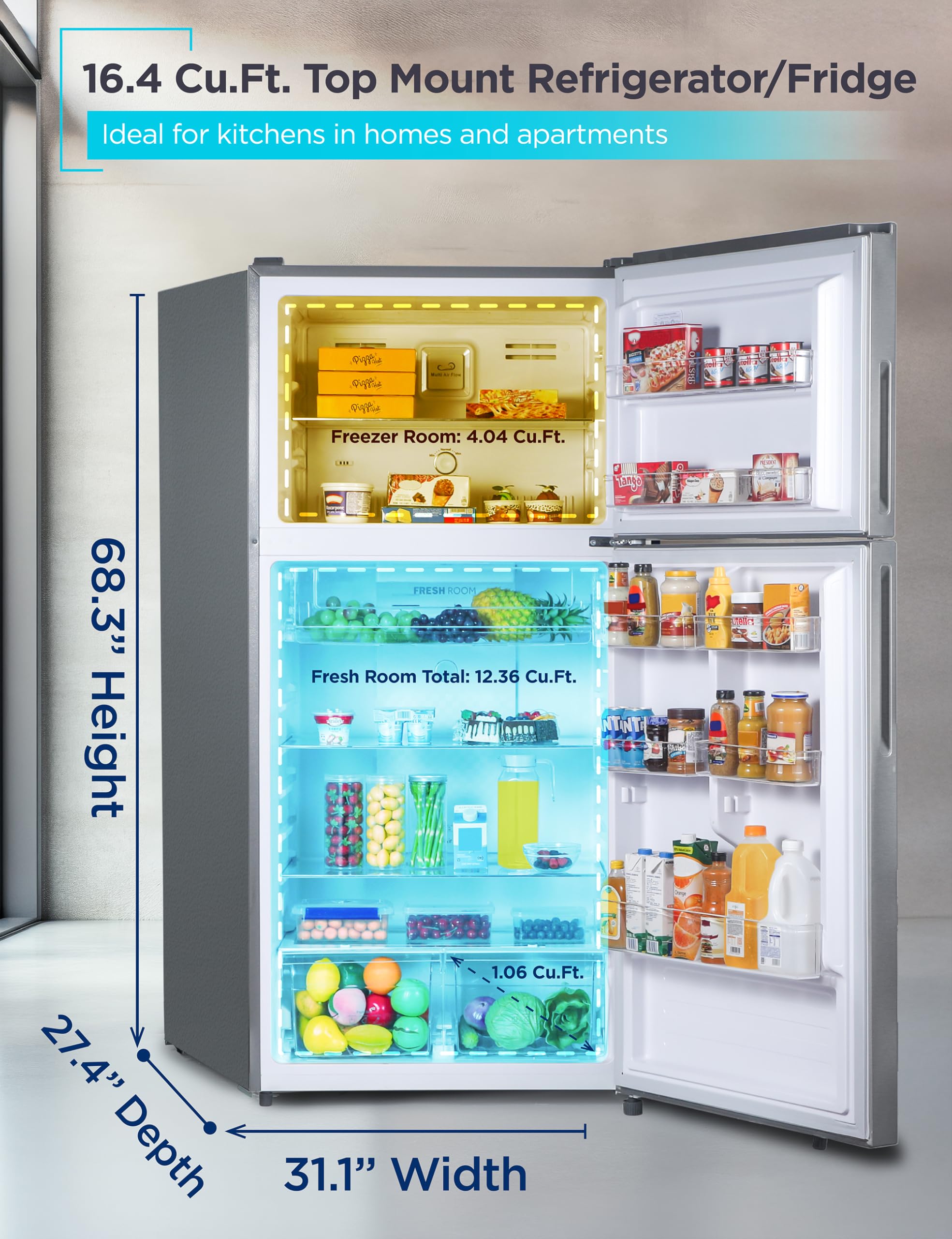 Amazon.com: BLACK+DECKER 16.4 Cu. Ft. Top Mount Refrigerator with